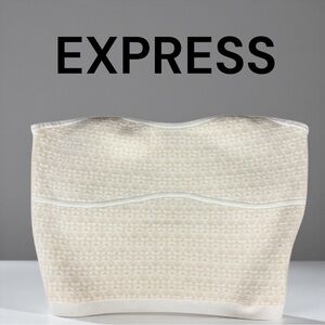 Express Ivory Tan Houndstooth Knit Bandeau Strapless Tube Top Size XL NWT
